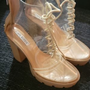Nude and clear close toe boot